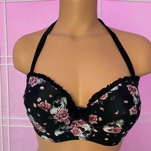 Skull and roses halter swim top
